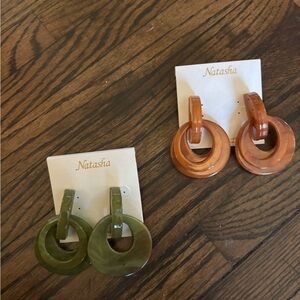 Natasha Couture Green and Orange Hoop Earrings